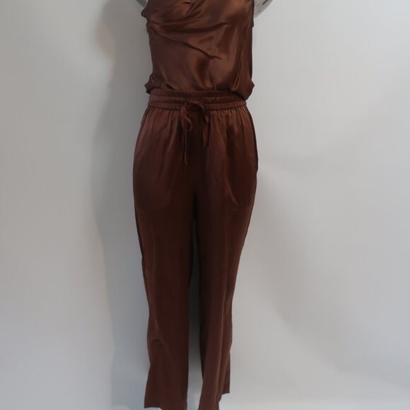 NWT Womens Cami NYC Sena Silk Blend Coffee Brown Pants S/Darby Bodysuit Set S - Picture 2 of 11